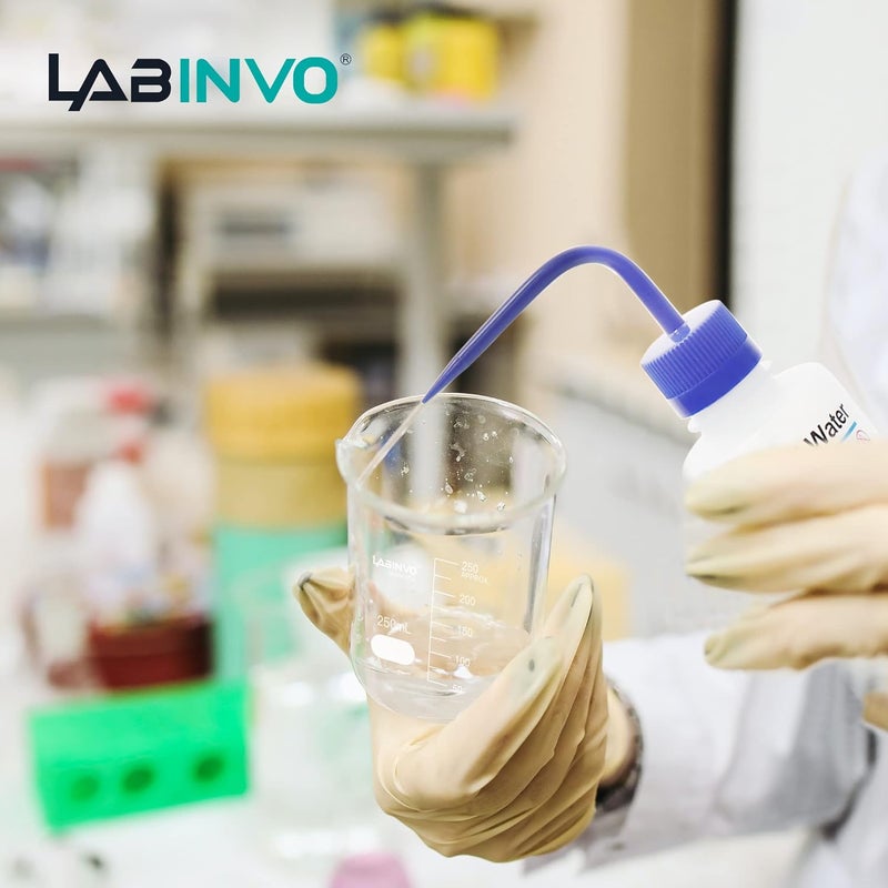 LINVO 4pcs of Distilled Water Wash Bottles, Vol.500ml (17oz), Narrow Mouth, Self-Venting Safety Wash Bottles, LDPE Material, IN-WBD500 - Image 4